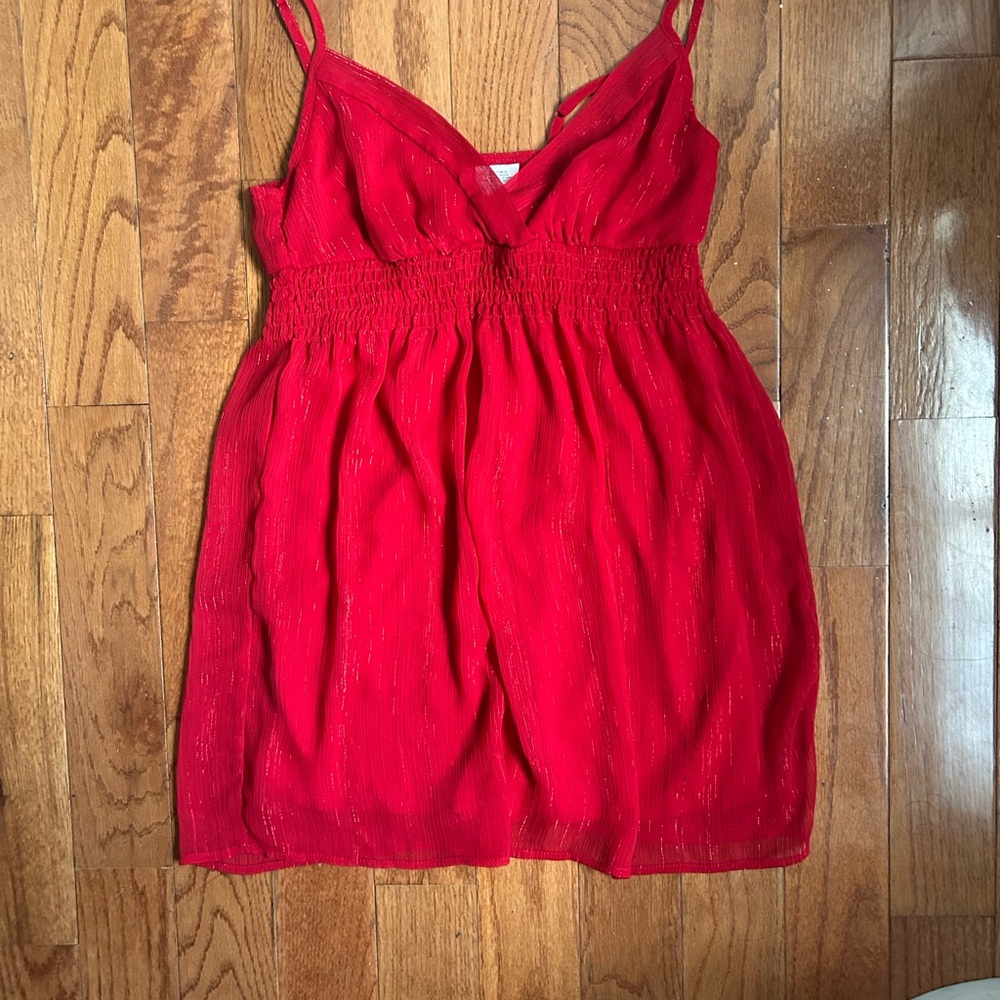 Red babydoll mini dress